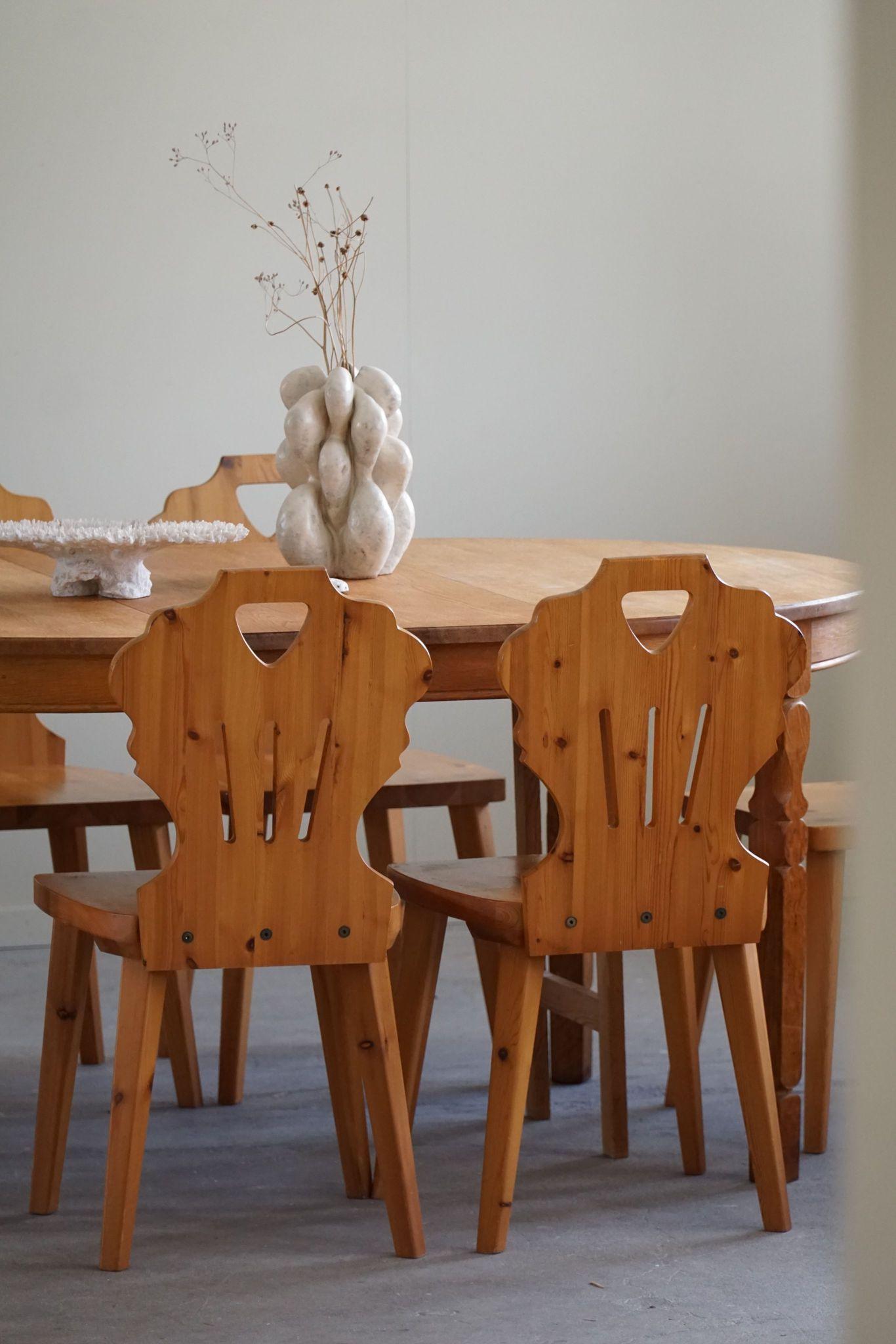 Set of 6 Chairs in Pine, by a Swedish Cabinetmaker, Scandinavian Modern, 1960s For Sale 10
