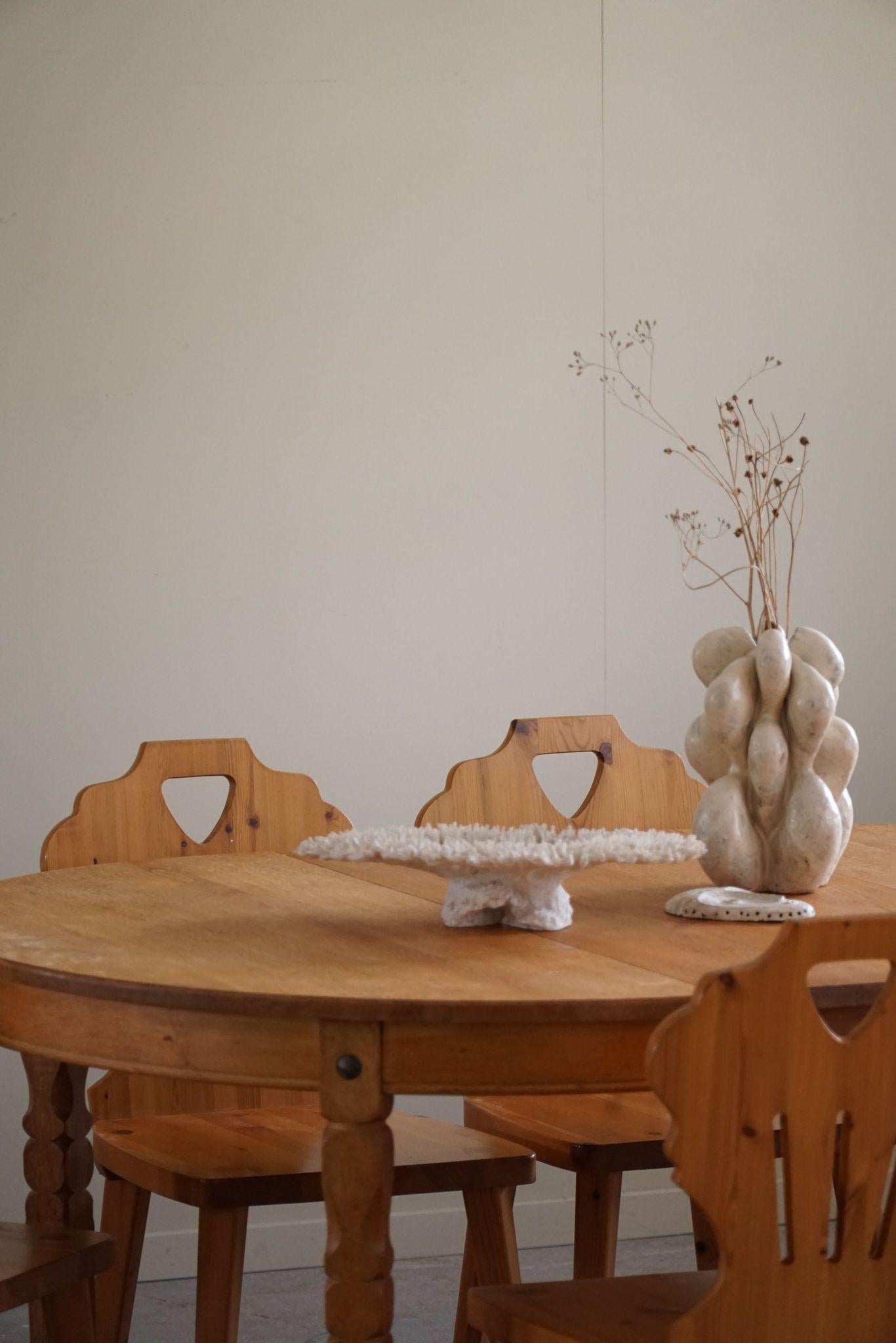 Set of 6 Chairs in Pine, by a Swedish Cabinetmaker, Scandinavian Modern, 1960s For Sale 11