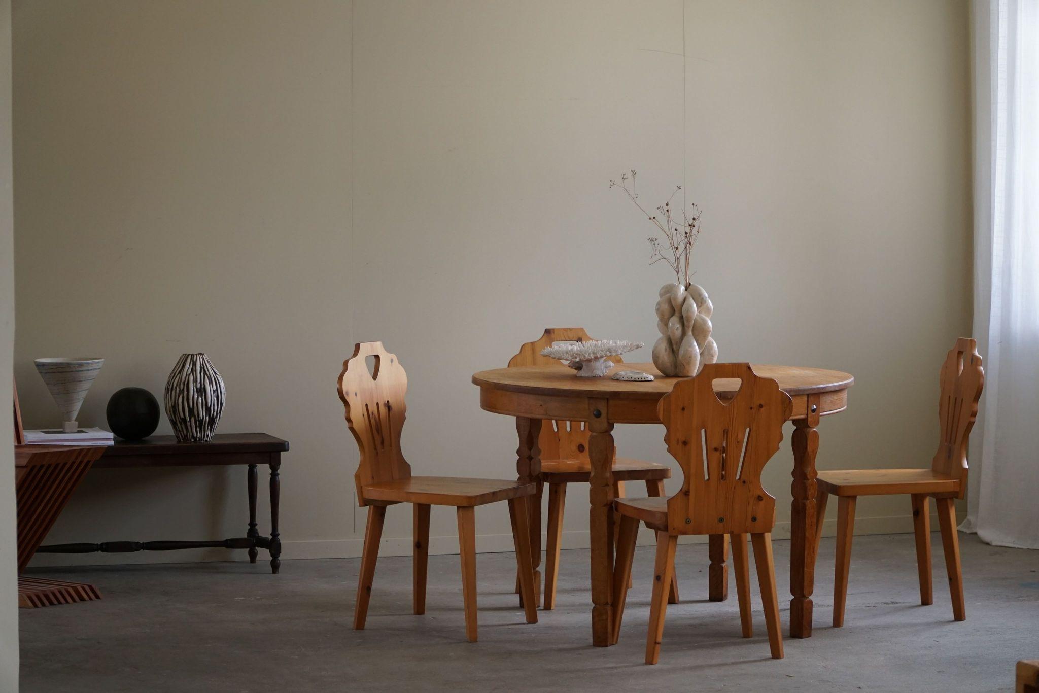 Set of 6 Chairs in Pine, by a Swedish Cabinetmaker, Scandinavian Modern, 1960s For Sale 12