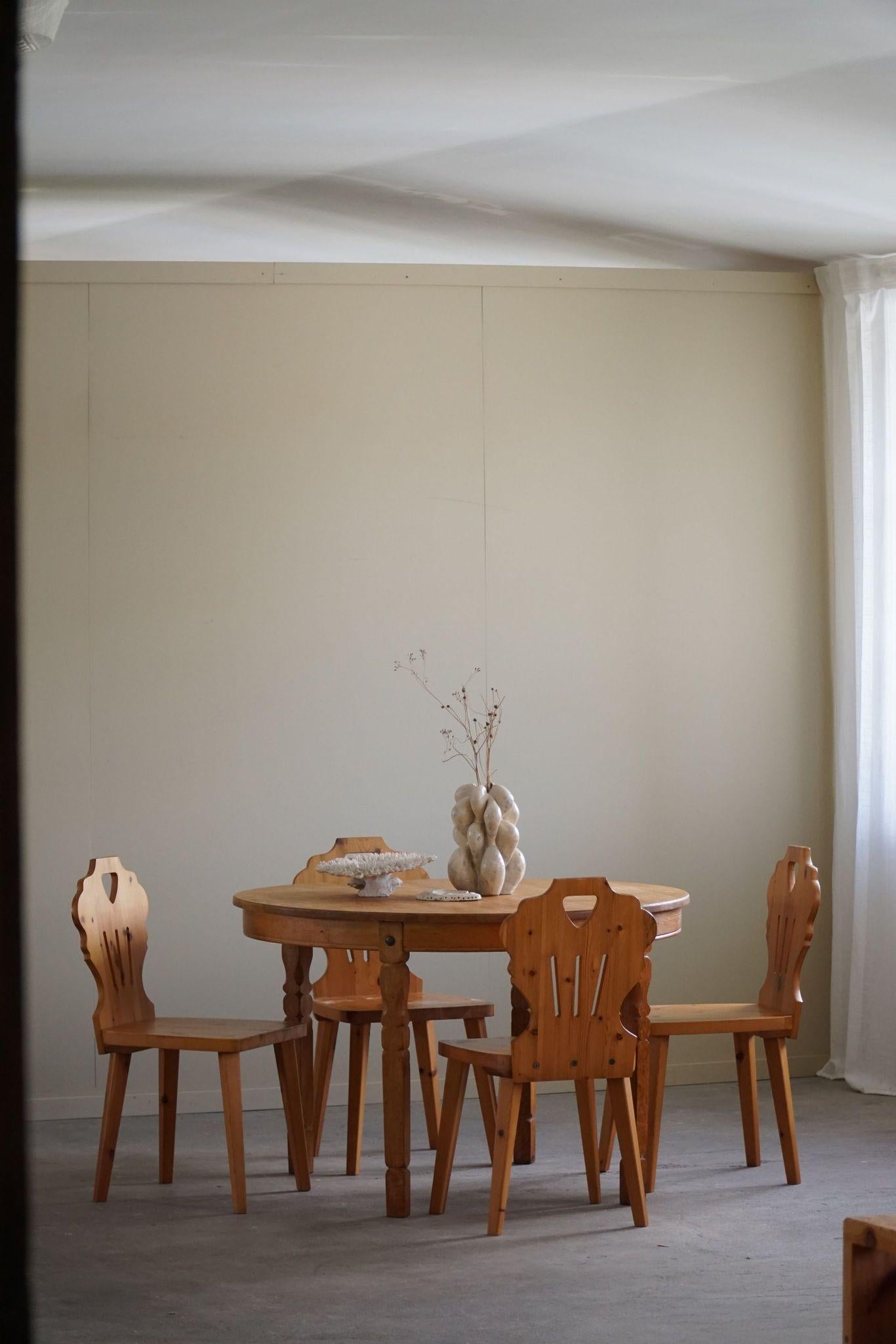 Set of 6 Chairs in Pine, by a Swedish Cabinetmaker, Scandinavian Modern, 1960s For Sale 13