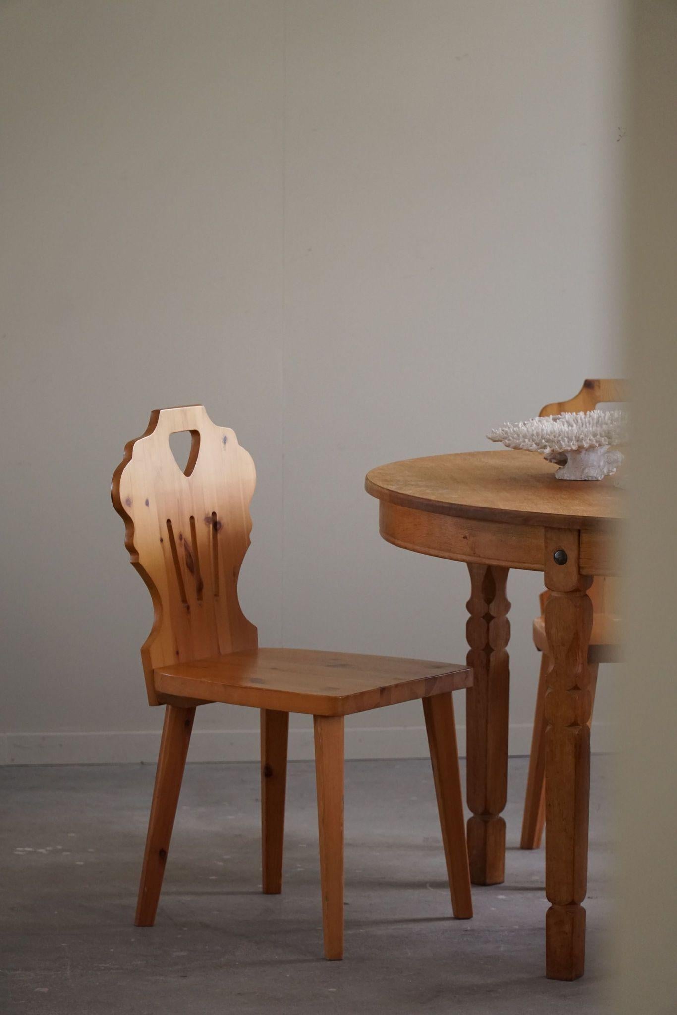 Set of 6 Chairs in Pine, by a Swedish Cabinetmaker, Scandinavian Modern, 1960s For Sale 14