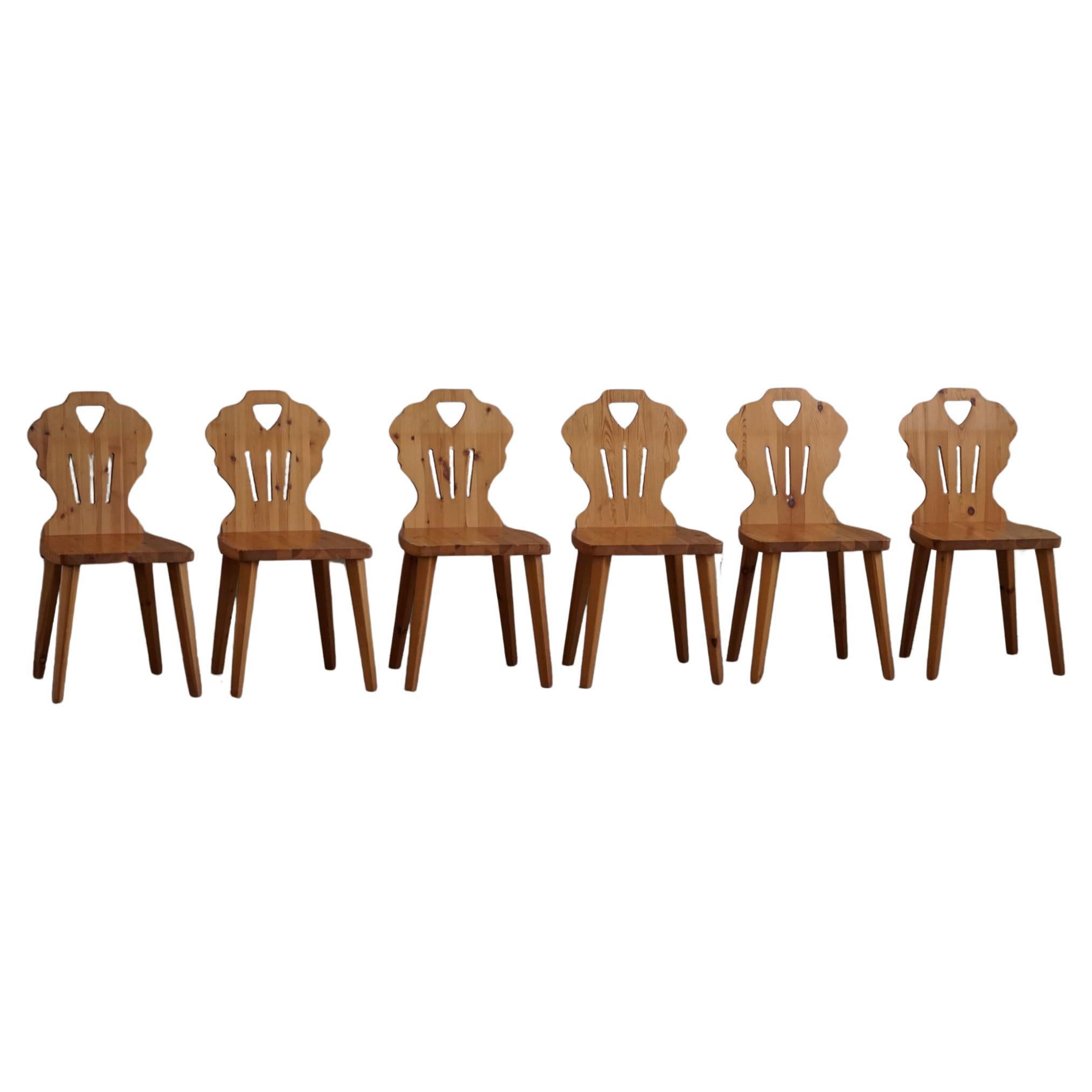 Set of 6 Chairs in Pine, by a Swedish Cabinetmaker, Scandinavian Modern, 1960s
