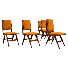 Set of 6 Chairs in Saddle Mohair and Rosewood, Attributed to Forma, 1950s