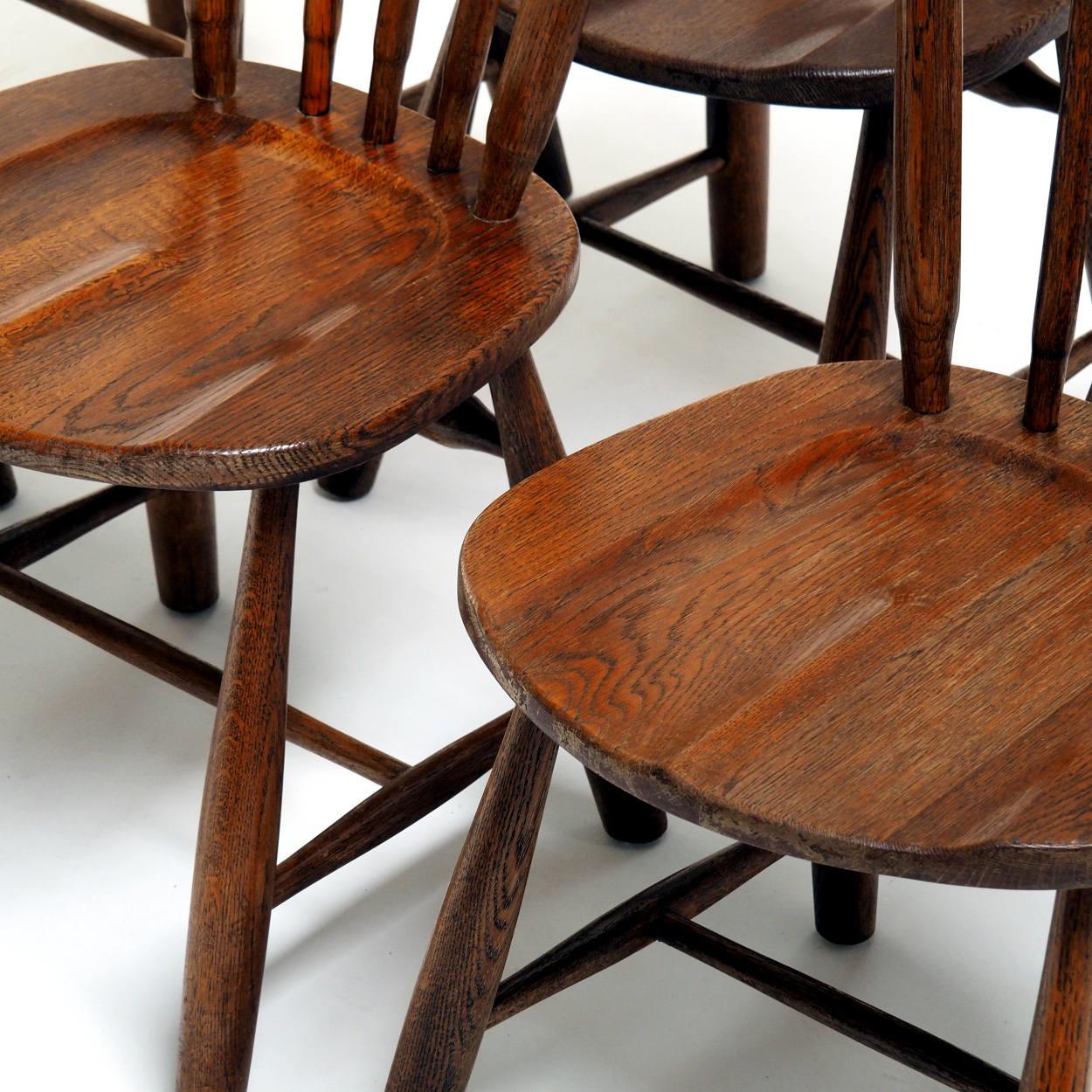 Japonisme Ensemble de 6 chaises de style brutaliste Japandi en vente