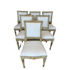 Antique Set of 6 Chairs, Italian Louis XVI Side Chairs, 18th Century