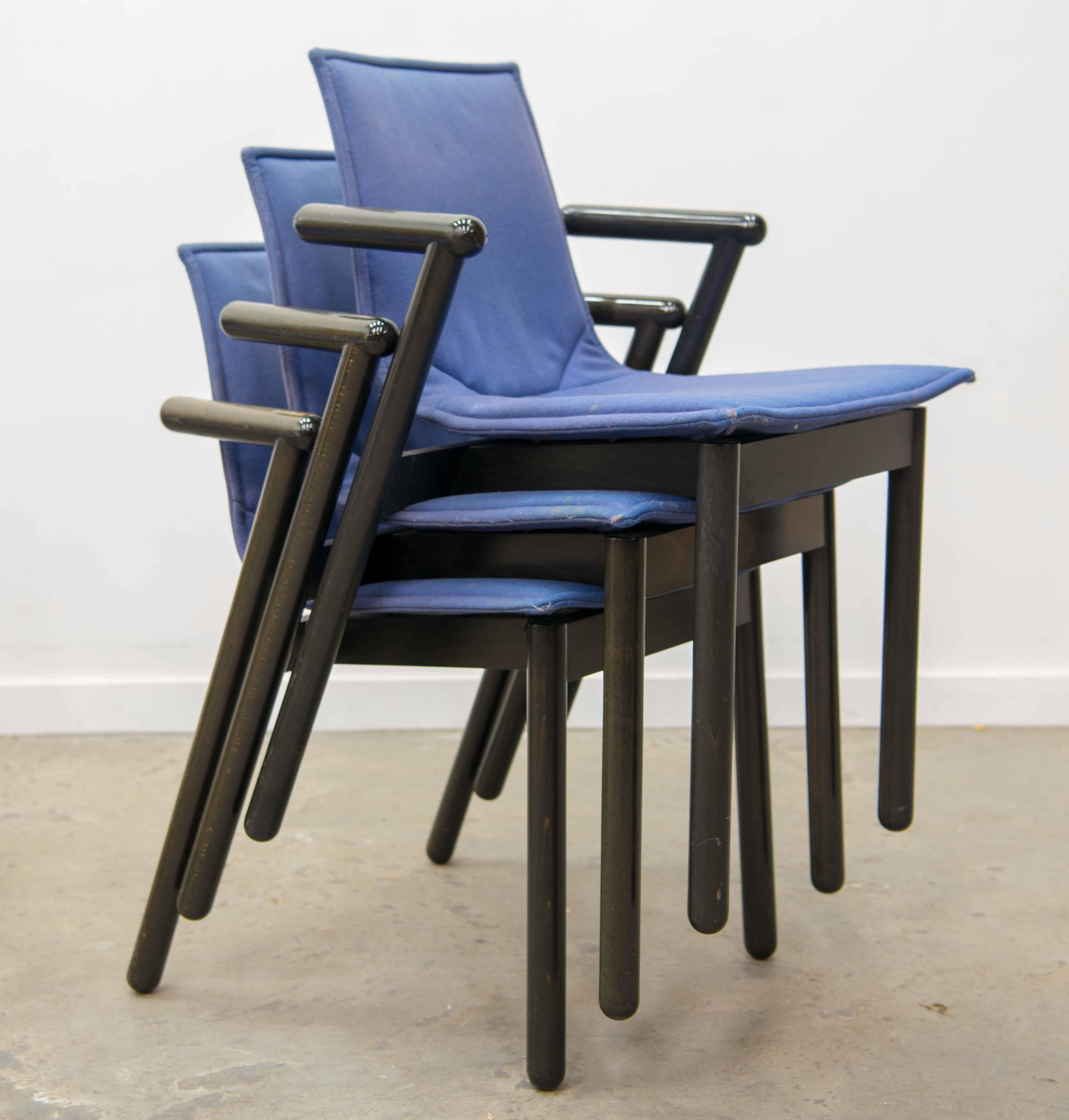 Late 20th Century Set of Six chairs Villabianca 1985 by Vico Magistretti for Cassina For Sale