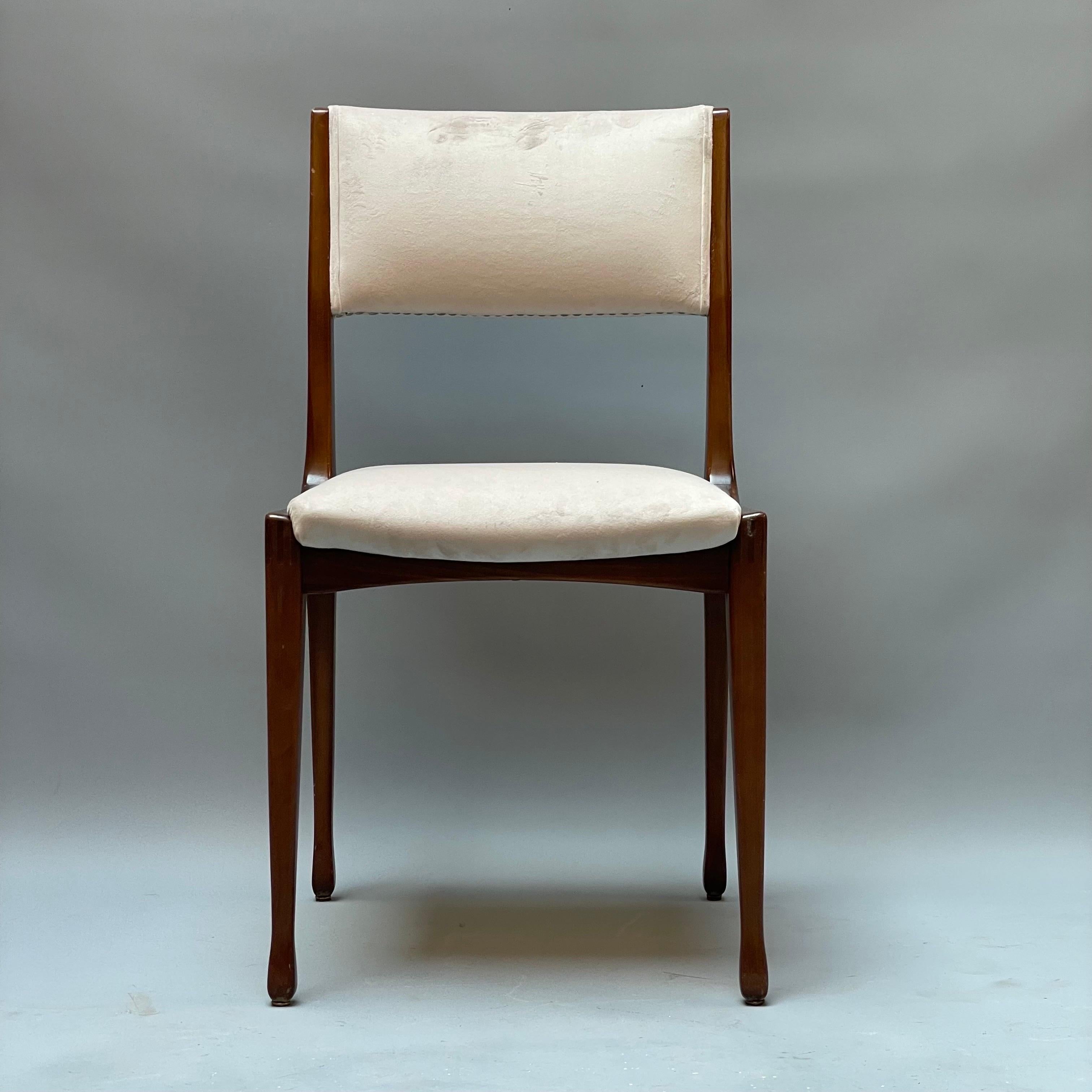 Velvet Set of 6 Chairs Mod. 693, Design by Carlo de Carli