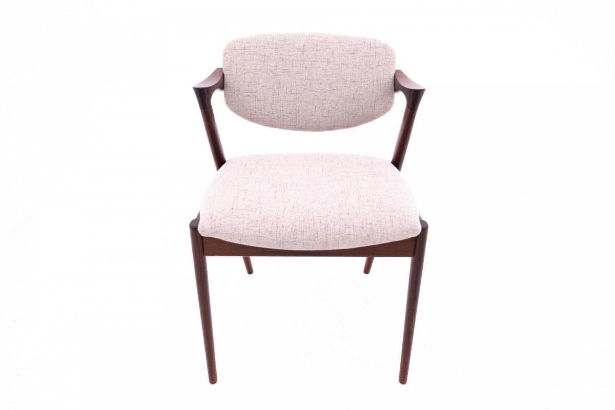 Scandinavian Modern Set of 6 chairs model 42 designed by Kai Kristiansen, Denmark, 1960s. Restored.