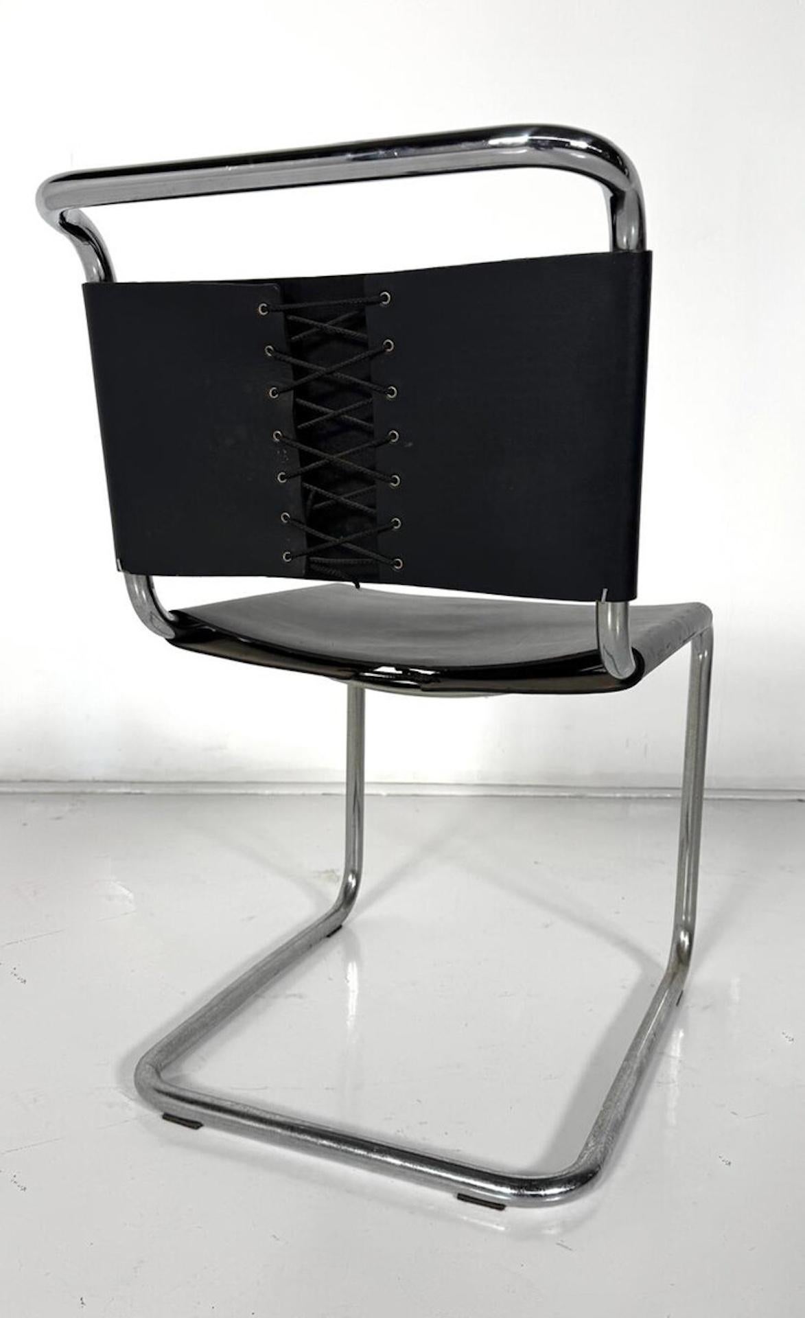 Set di 6 sedie Model B33 di Marcel Breuer, anni '70, pelle e cromo in vendita 1