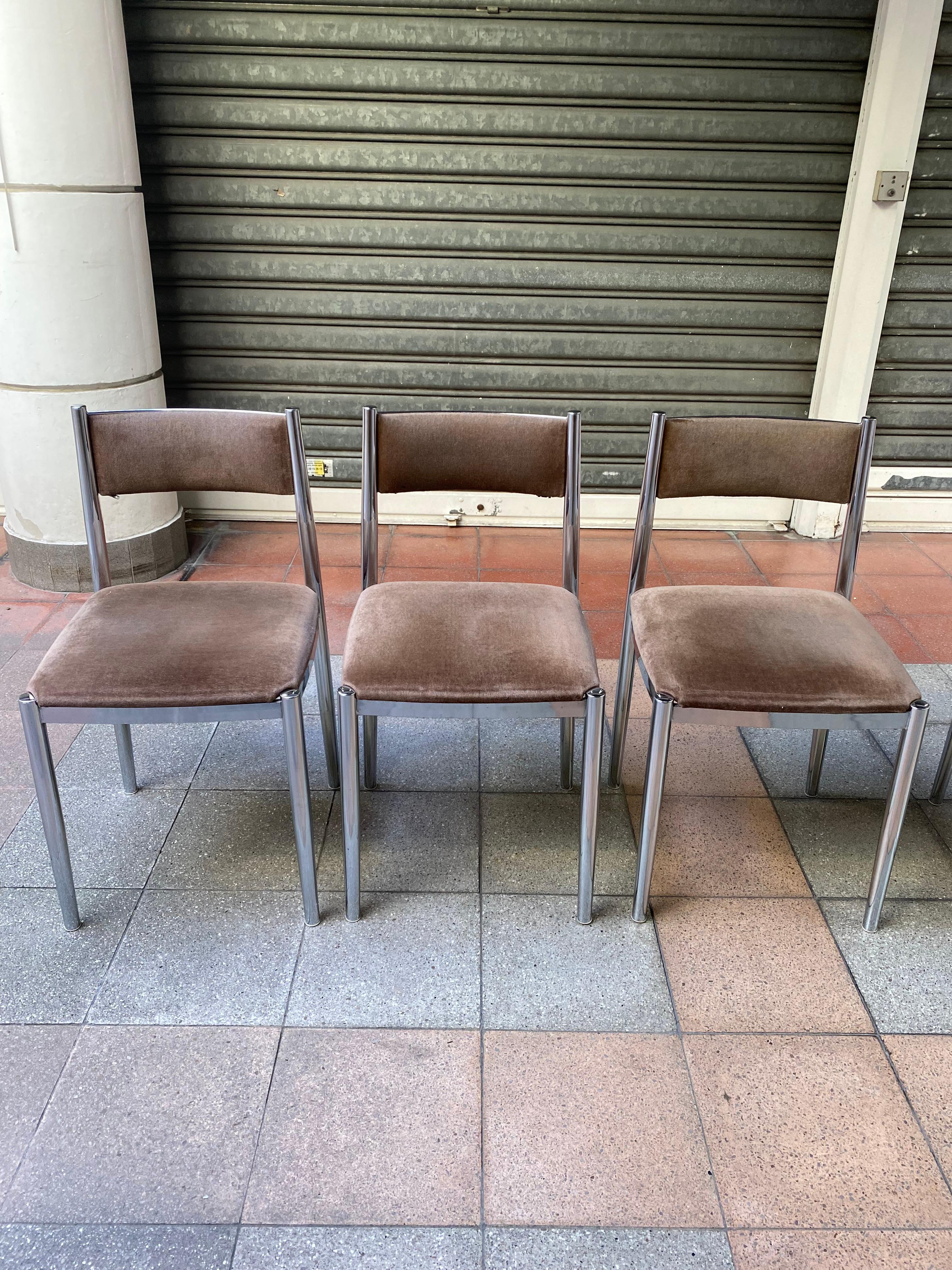 Steel Set of 6 Chairs, Nova Lux, Circa 1970