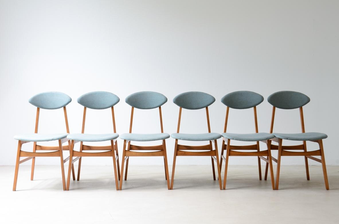 20ième siècle Ensemble de 6 chaises avec dossiers en forme d'ogive en vente