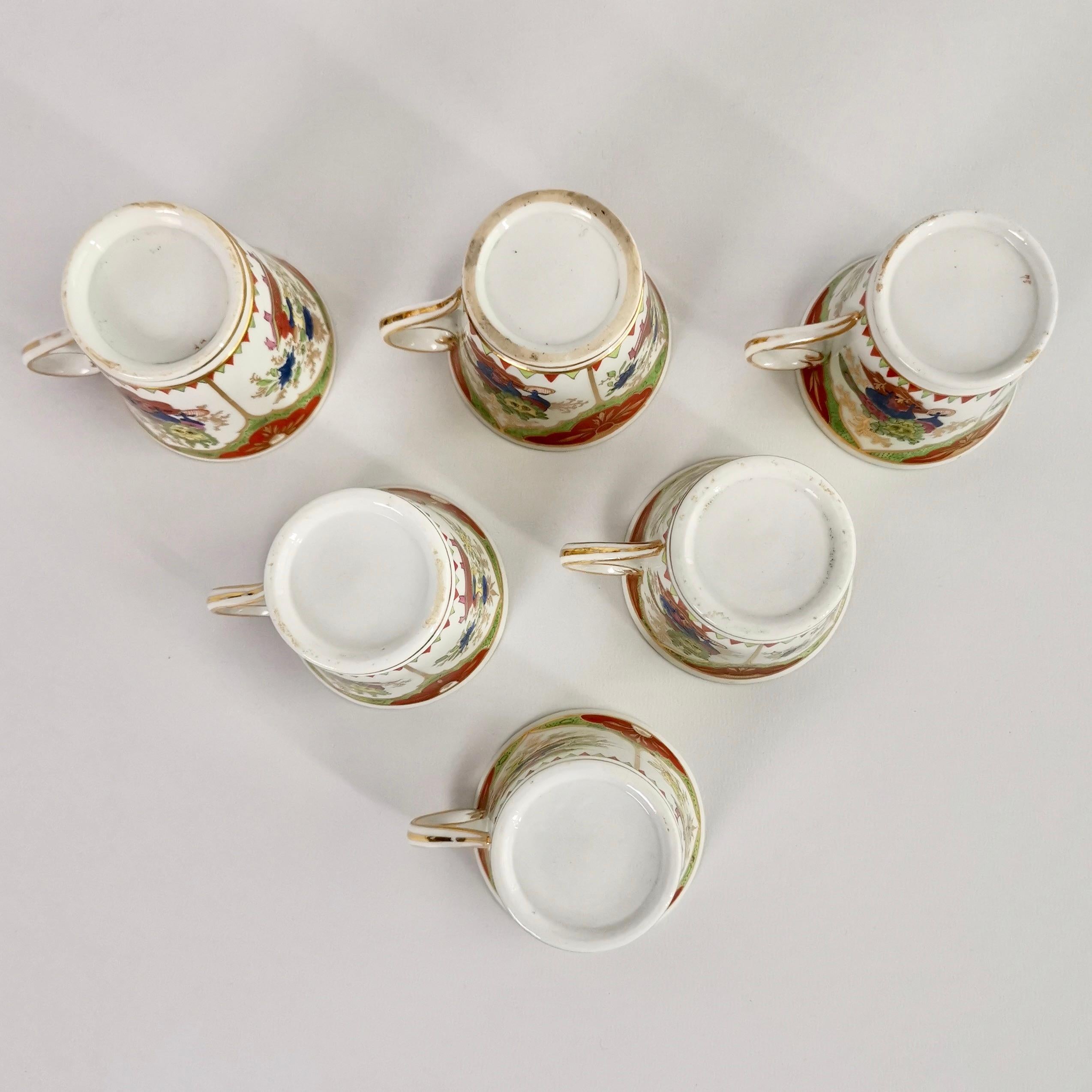 Set of 6 Chamberlain's Worcester Porcelain Coffee Cups, Dragons, circa 1810 6
