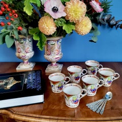 Set of 6 Chamberlain's Worcester Porcelain Coffee Cups, Dragons, circa 1810