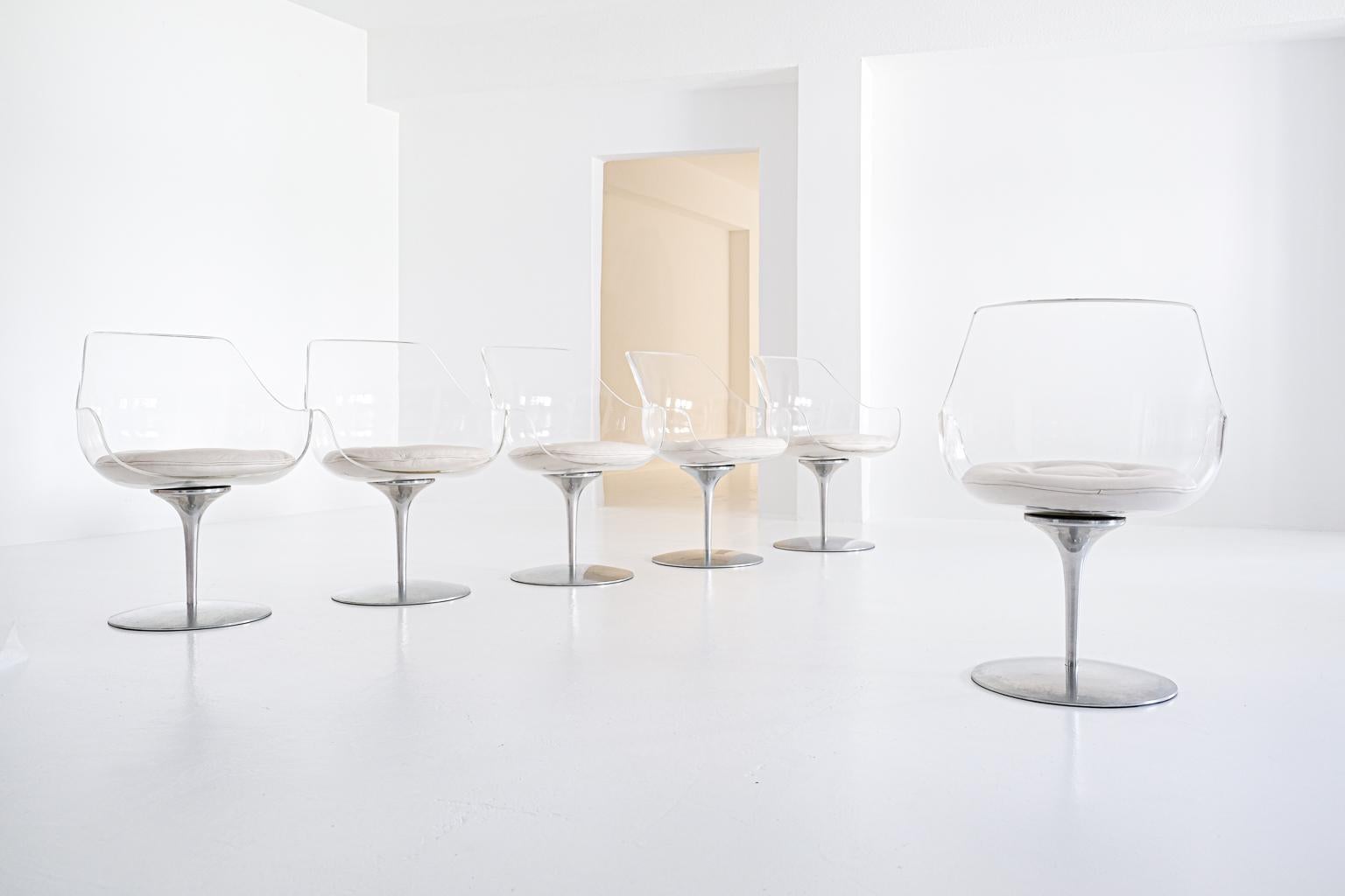 Mid-Century Modern Set of 6 Champagne Chairs by Estelle & Erwine Laverne For Sale