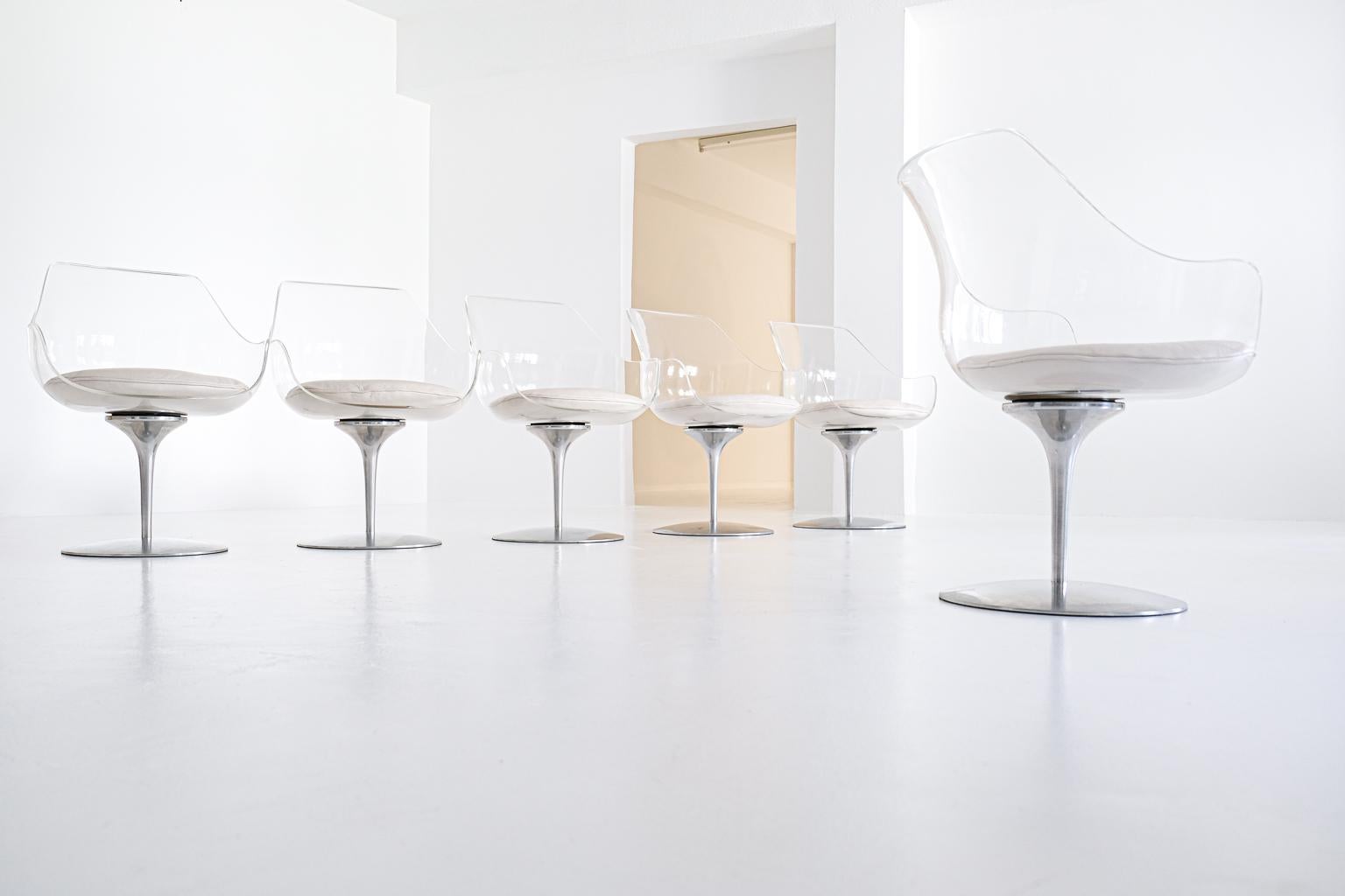 20th Century Set of 6 Champagne Chairs by Estelle & Erwine Laverne For Sale