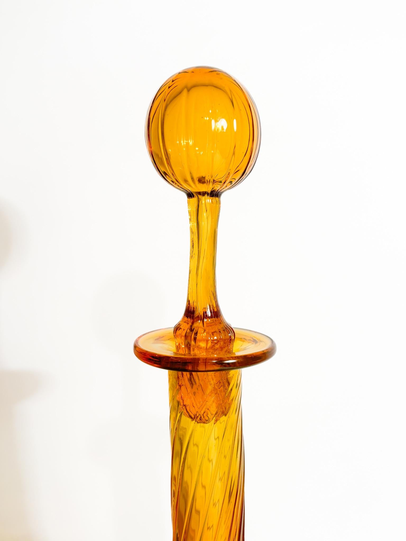 Mid-20th Century Set of 6 Champagne Glasses, Wine, Water, Rosolio and Bottle in Murano Glass 1940 For Sale