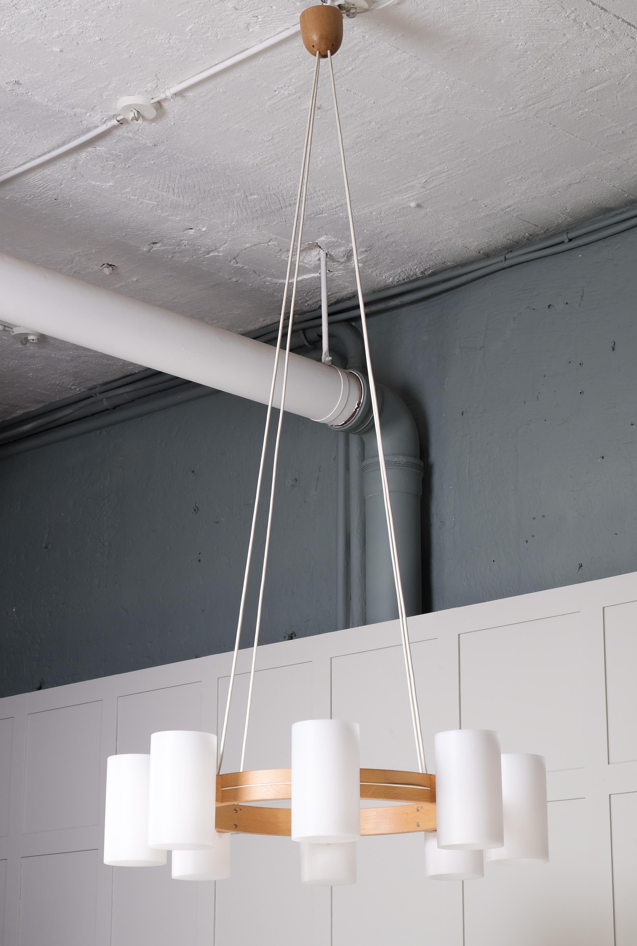 Set of 6 Chandeliers by Uno & Östen Kristiansson for Luxus, 1960s In Good Condition For Sale In Stockholm, SE