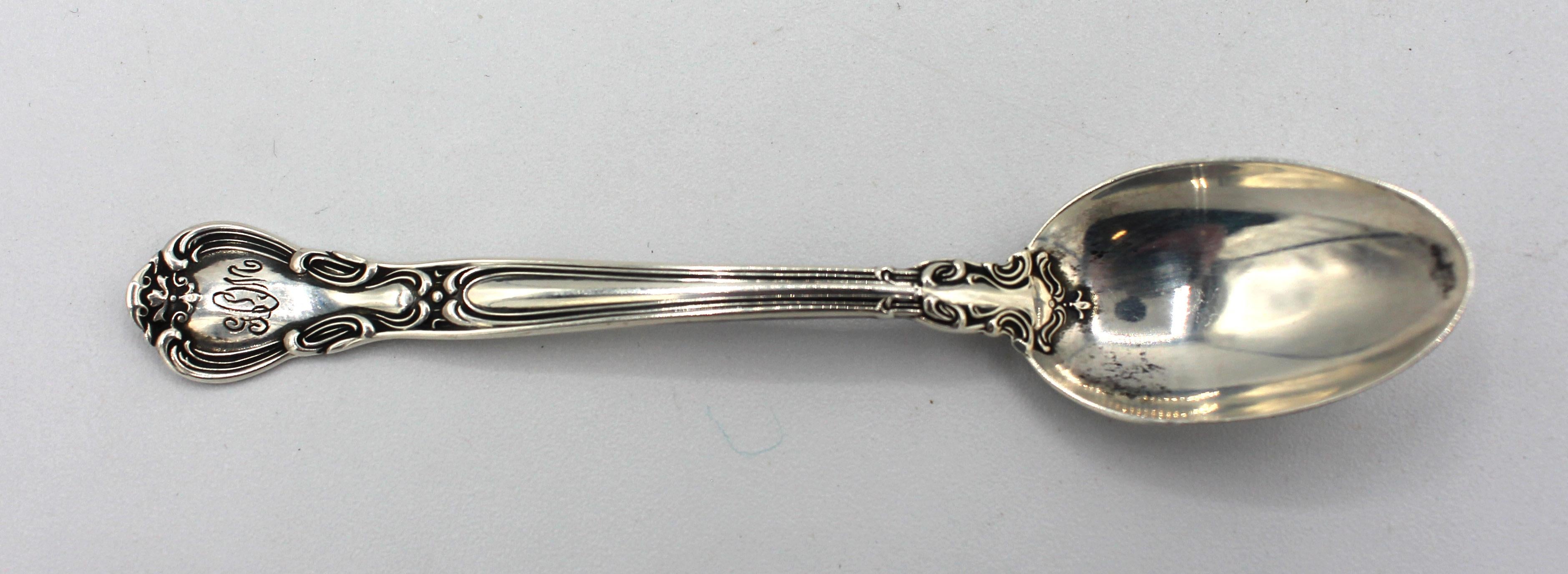 Art Deco Set of 6 Chantilly Pattern Sterling Silver Demitasse Spoons by Gorham, c.1920s For Sale