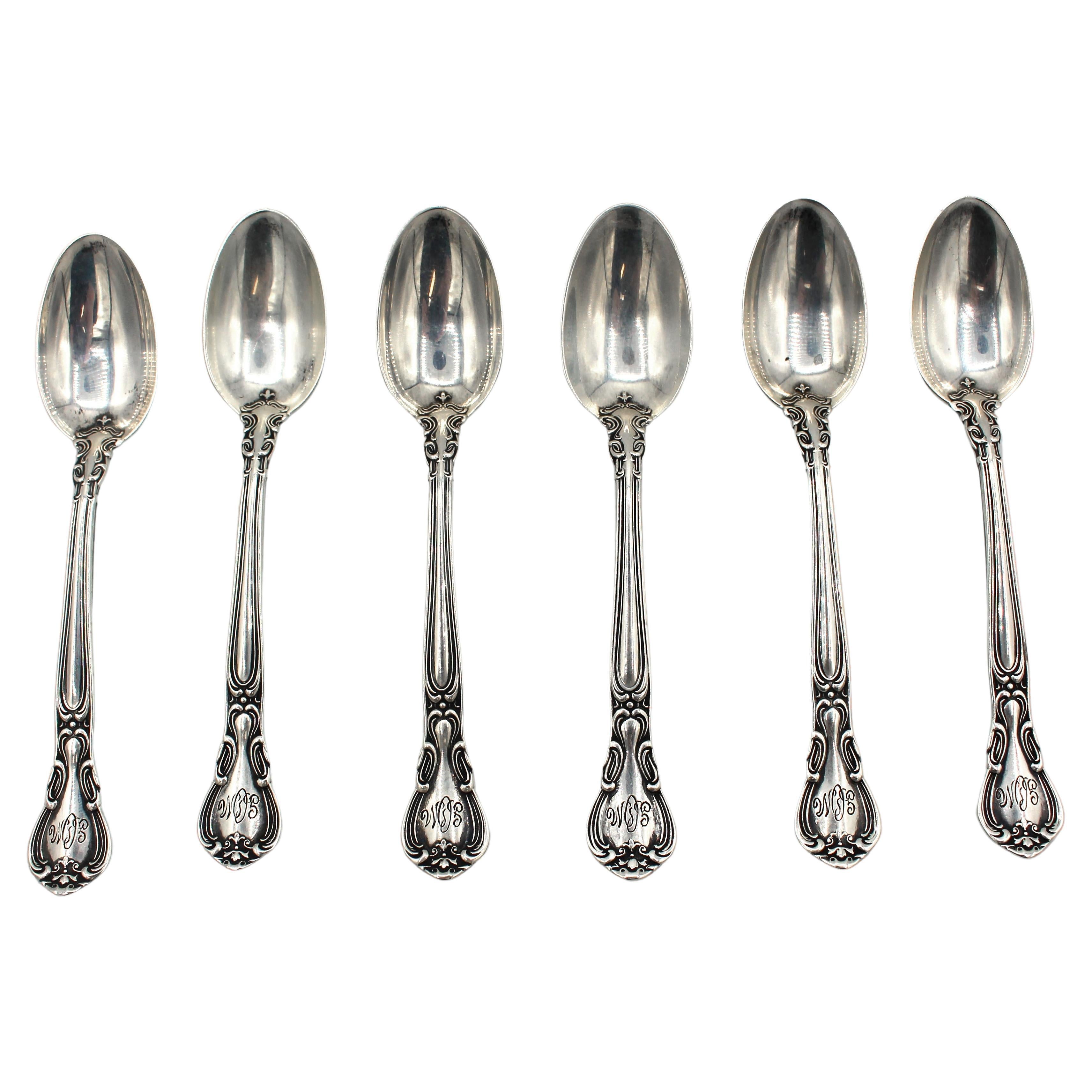 Juego de 6 cucharillas de plata de ley con dibujo de Chantilly, Gorham, c.1920