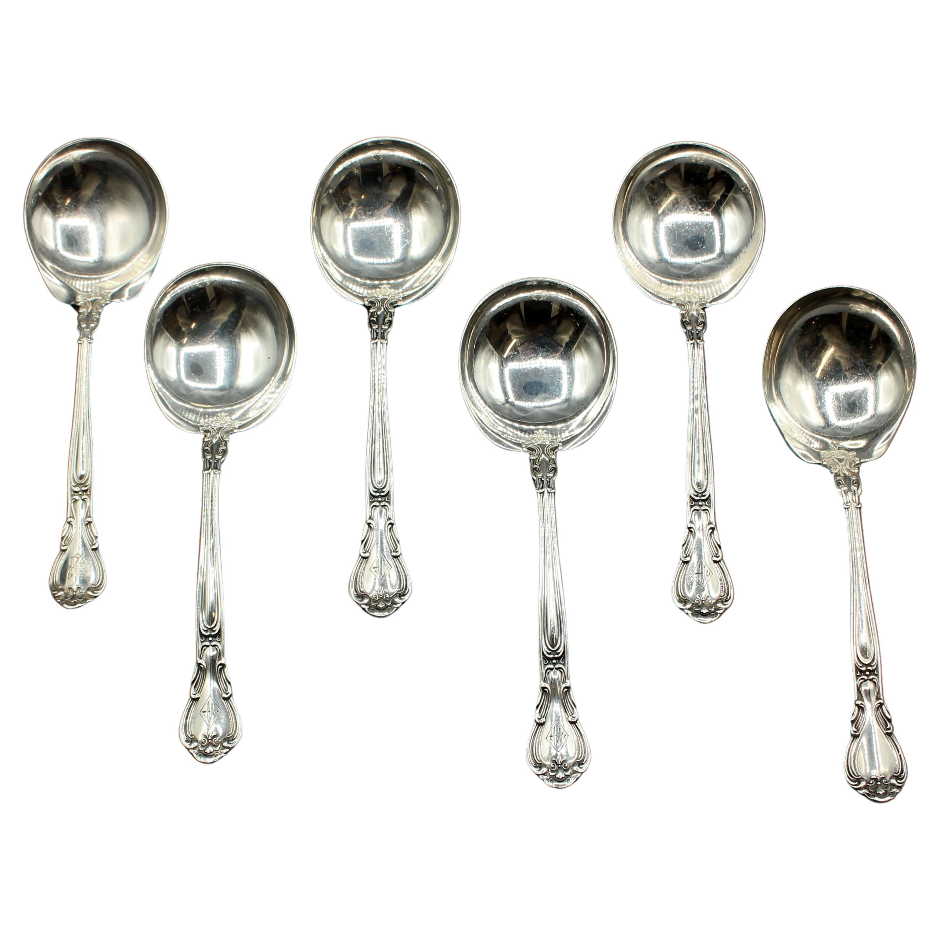 Set of 6 Chantilly Sterling Silver Boullion Spoons by Gorham For Sale