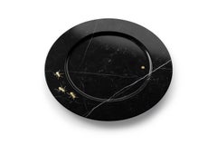 Set of 6 Charger Plates in Black Marquinia with Brass Inlay by Pieruga Marble
