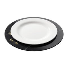 Set of 6 Charger Plates in Black Marquinia with Brass Inlay by Pieruga Marble