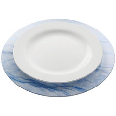 Charger Plate Platters Serveware Set of 6 Blue Azul Macaubas Marble Handmade