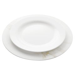 Charger Plate Platters Serveware Set of 6 White Calacatta Marble Handmade Design