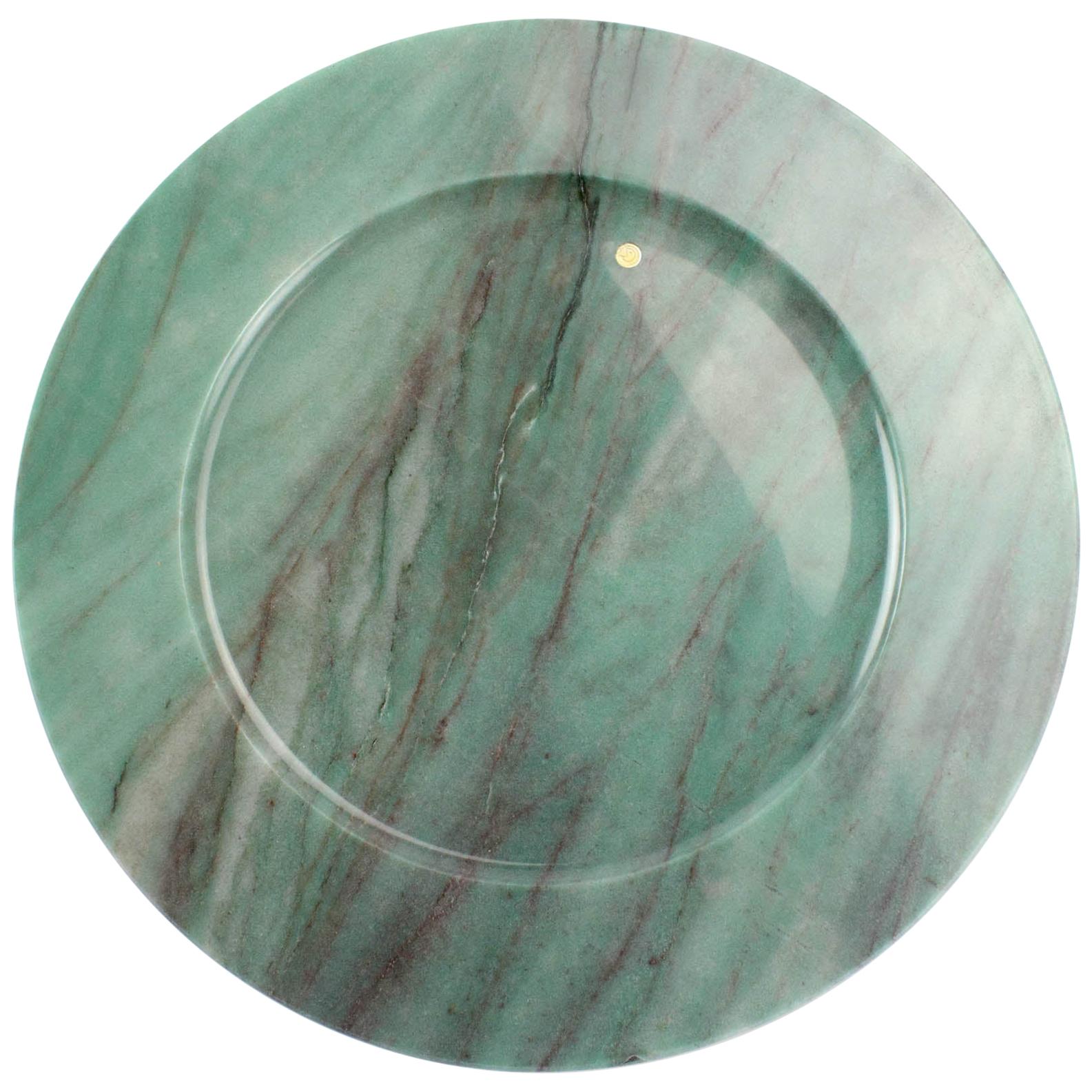Charger Plate Platters Serveware Set of 6 Green Quartzite Marble Handmade Italy