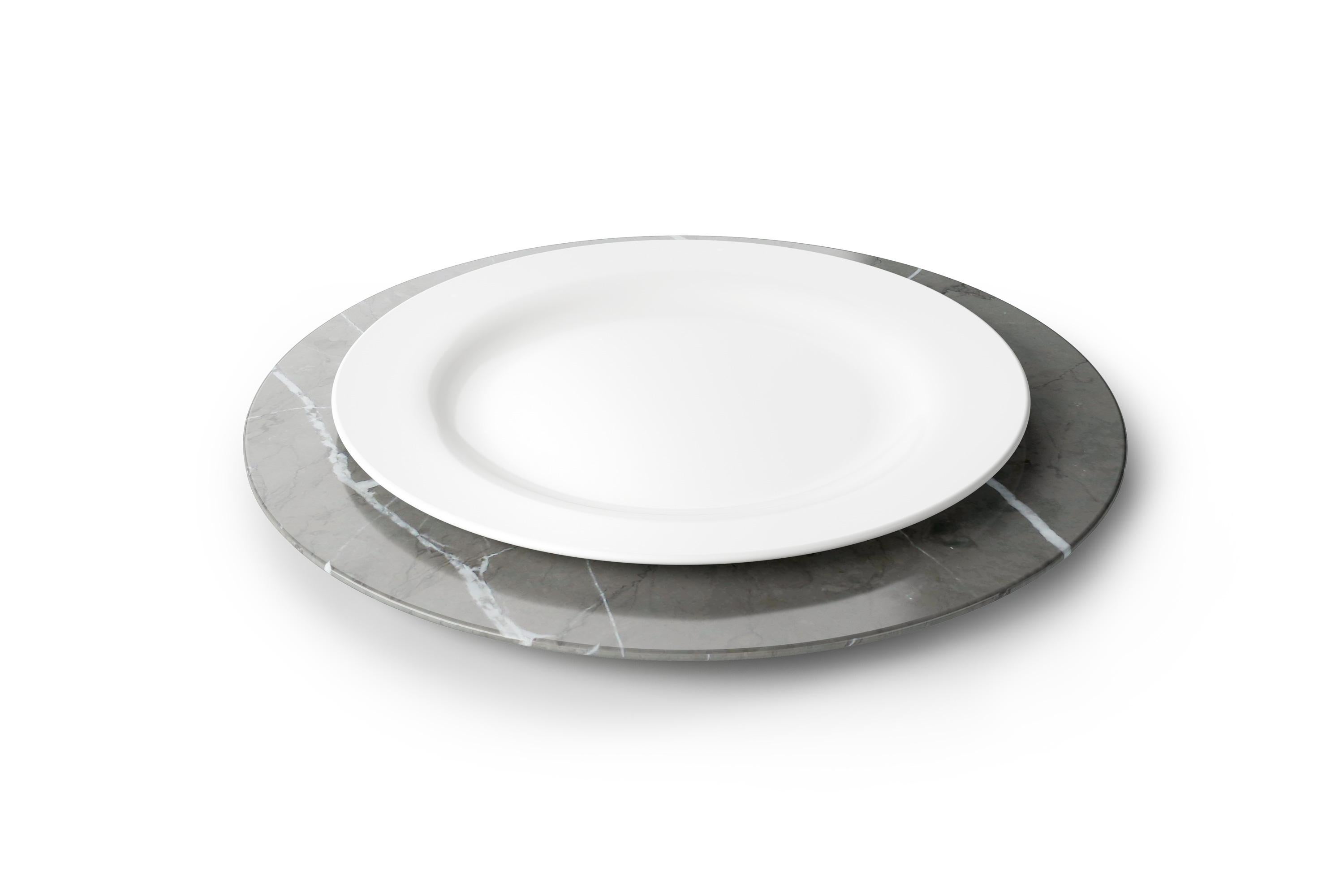 Italian Charger Plate Platters Serveware Set of 6 Imperial Grey Marble Handmade For Sale