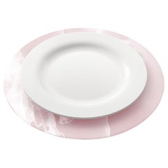 Ensemble de 6 assiettes de service en marbre onyx rose, fabriquées à la main et de collection