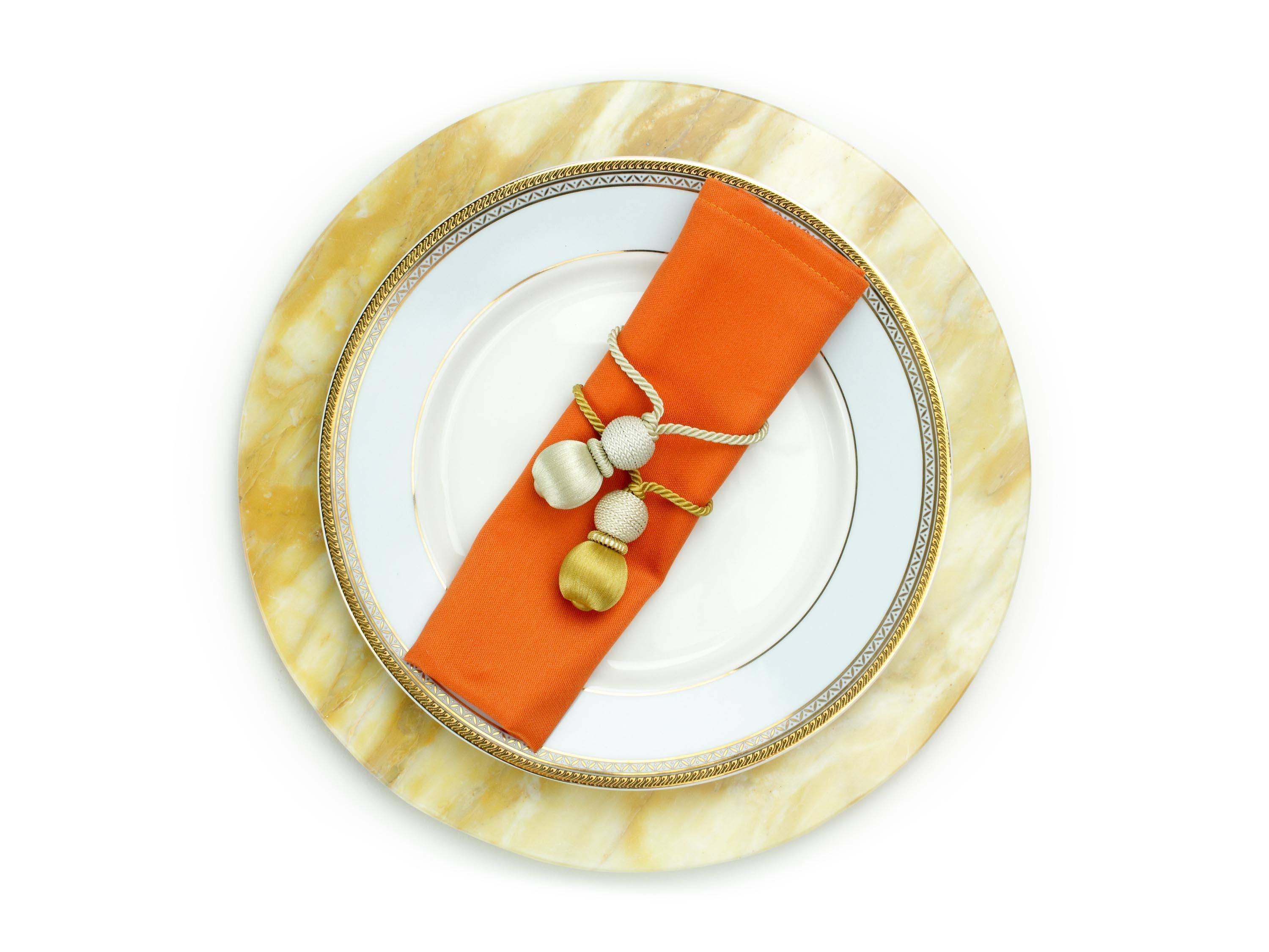 Italian Charger Plate Platters Serveware Set of 6 Yellow Marble Collectible Design Italy For Sale