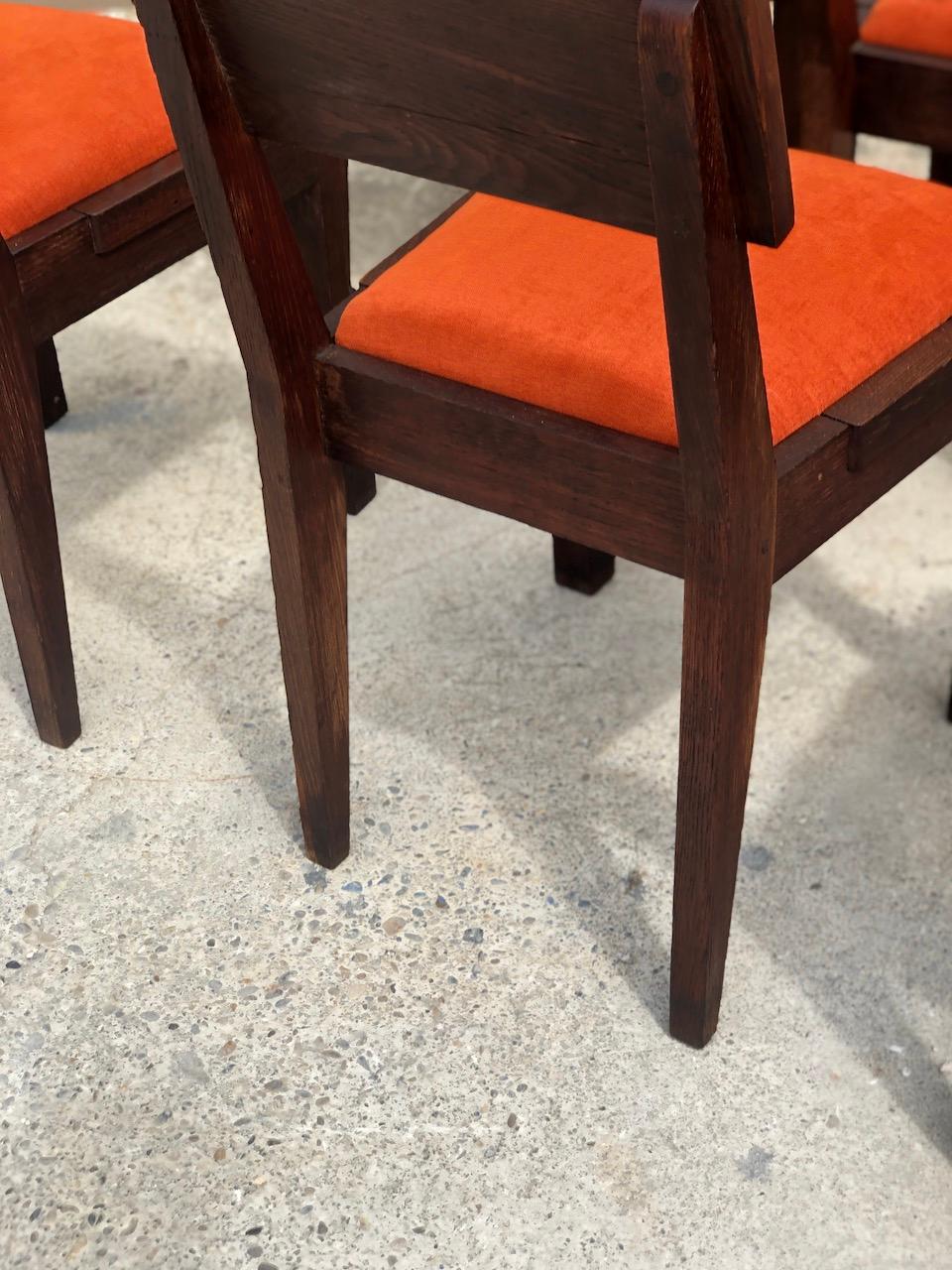 Set of 6 Charles Dudouyt Chairs Signed, 1940 In Good Condition In Saint Rémy de Provence, FR