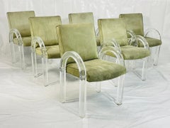 Set of 6 Charles Hollis Jones Lucite Waterfall Dining Chairs, Signed 1974