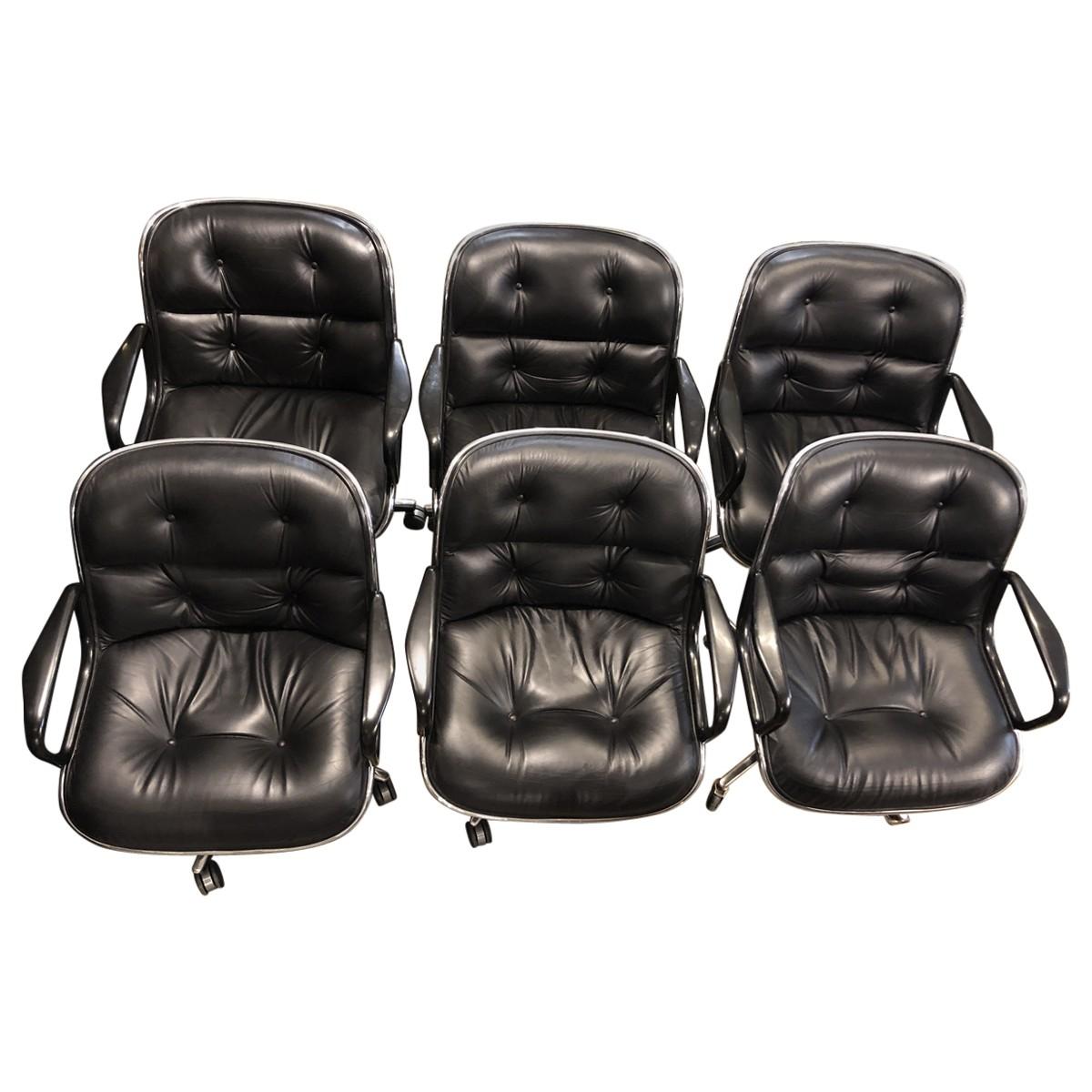 Set of 6 Charles Pollock Executive Chairs