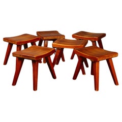 Set of 6 Charlotte Periand style stools