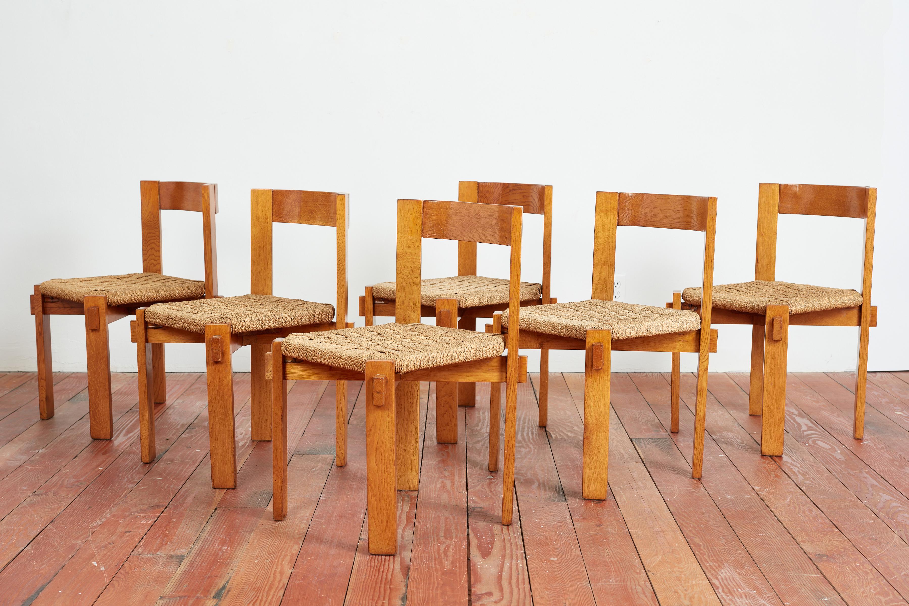 Set of 6 Charlotte Perriand attributed Dining Chairs For Sale 7