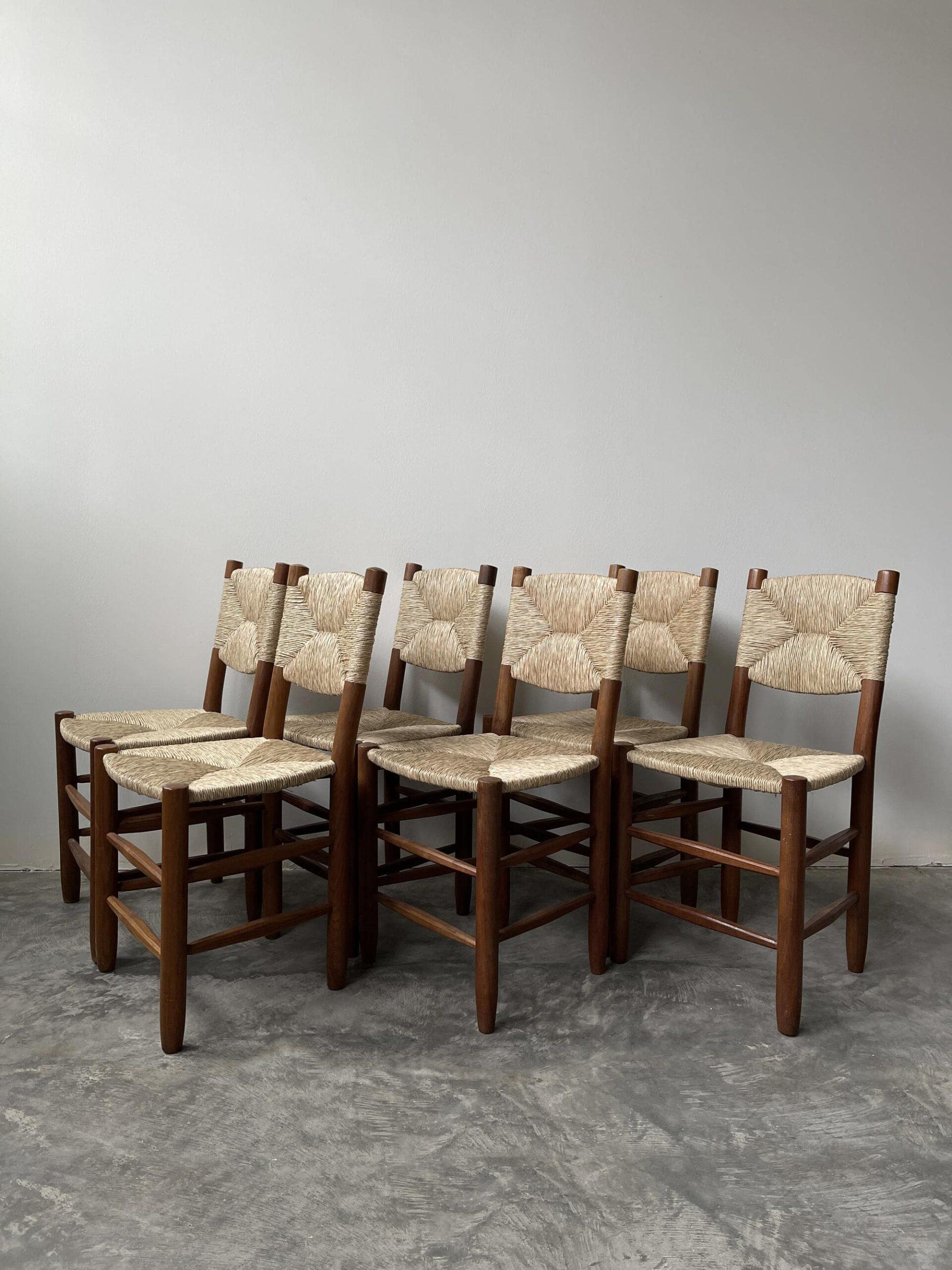 French Set of 6 Charlotte Perriand Bauche Chairs No.19 For Sale