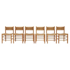 Set of 6 Charlotte Perriand Dordogne Style Chairs, France, 1960s