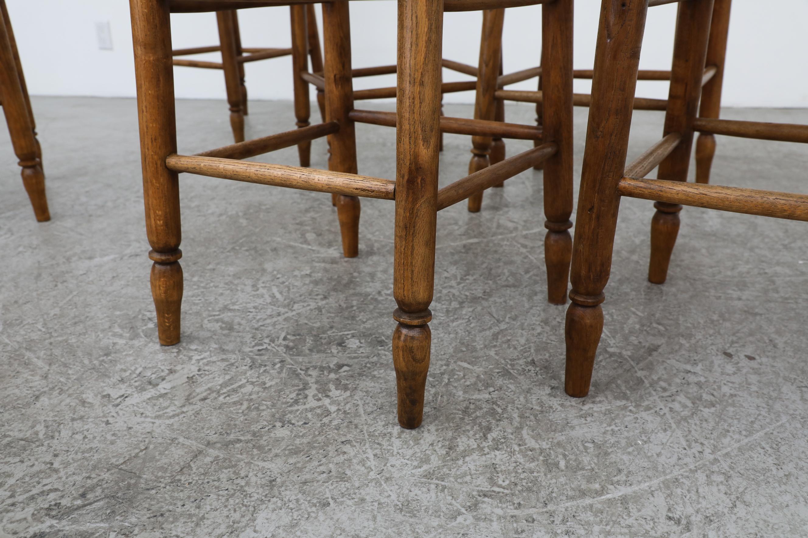 Set of 6 Charlotte Perriand Style Rush and Oak Stools 5