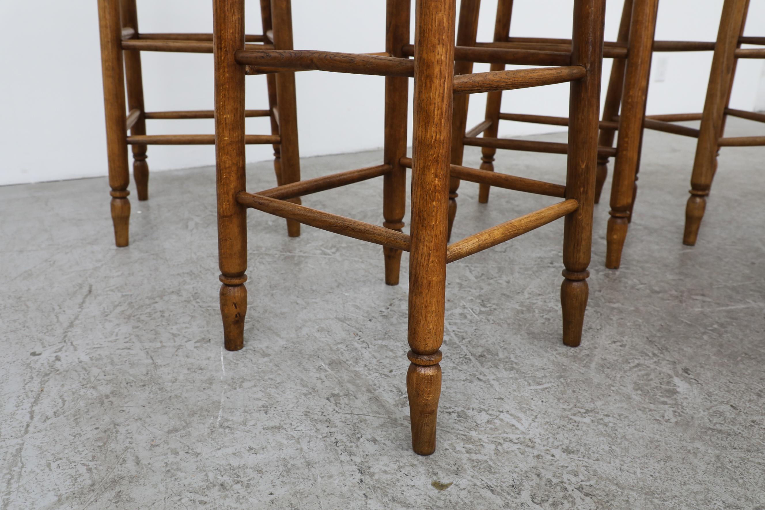 Set of 6 Charlotte Perriand Style Rush and Oak Stools 6