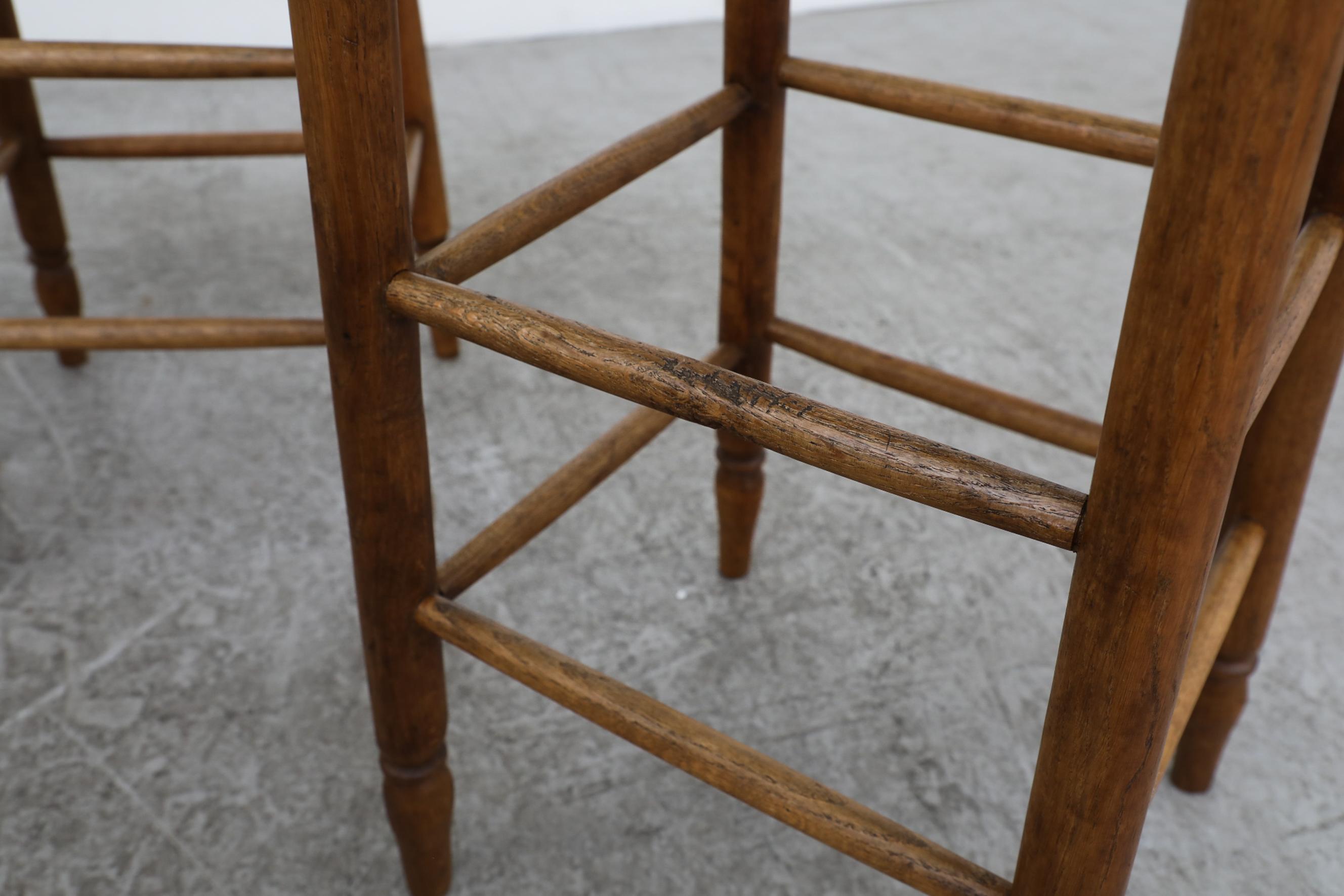 Set of 6 Charlotte Perriand Style Rush and Oak Stools 3