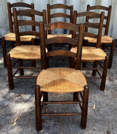 Set of 6 Charlotte Perriand Style Rush Chair