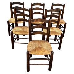Set of 6 Charlotte Perriand Style Rush Chair