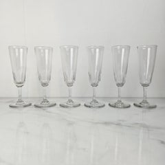Set of 6 Charming French Hand-Blown Champagne Flutes, circa 1880