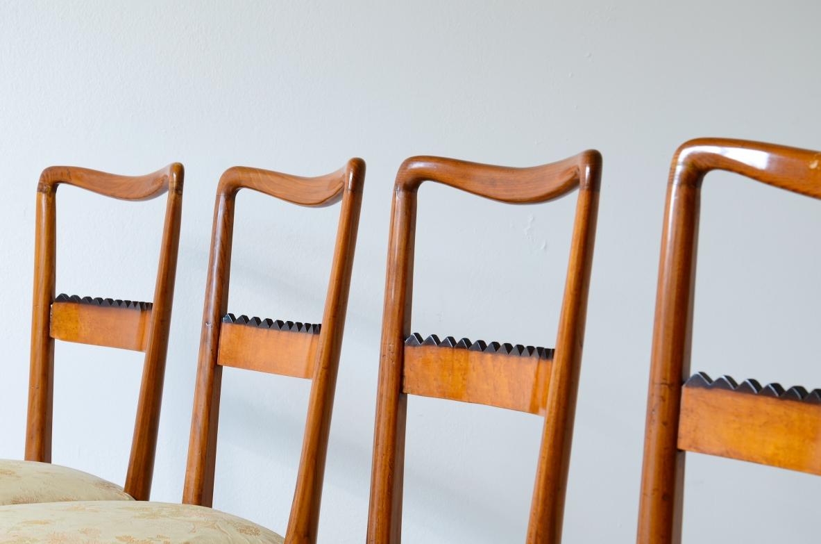 Set of 6 Italian Mid Century Cherry Dining Chairs by Pier Luigi Colli of Turin For Sale 1