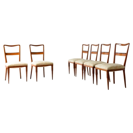 Set of 6 Italian Mid Century Cherry Dining Chairs by Pier Luigi Colli of Turin