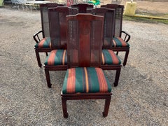 Set of 6 Chin Hua Mahogany Dining Chairs w/ Cane Backs