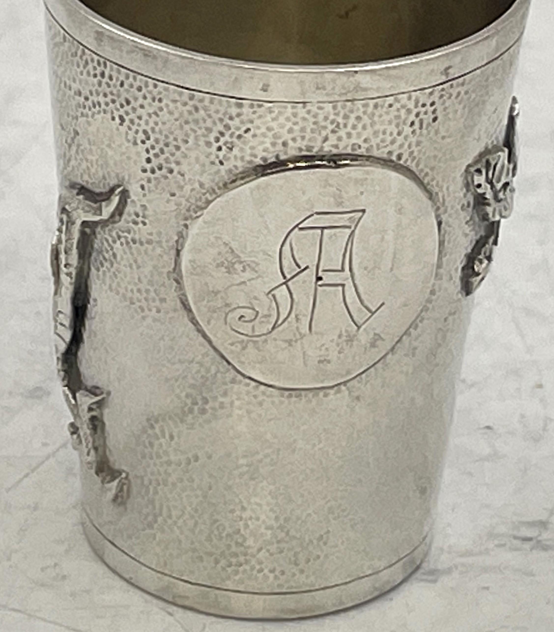 20th Century Set of 6 China Jewelry Company Sterling Silver Cups with Dragon Motifs For Sale
