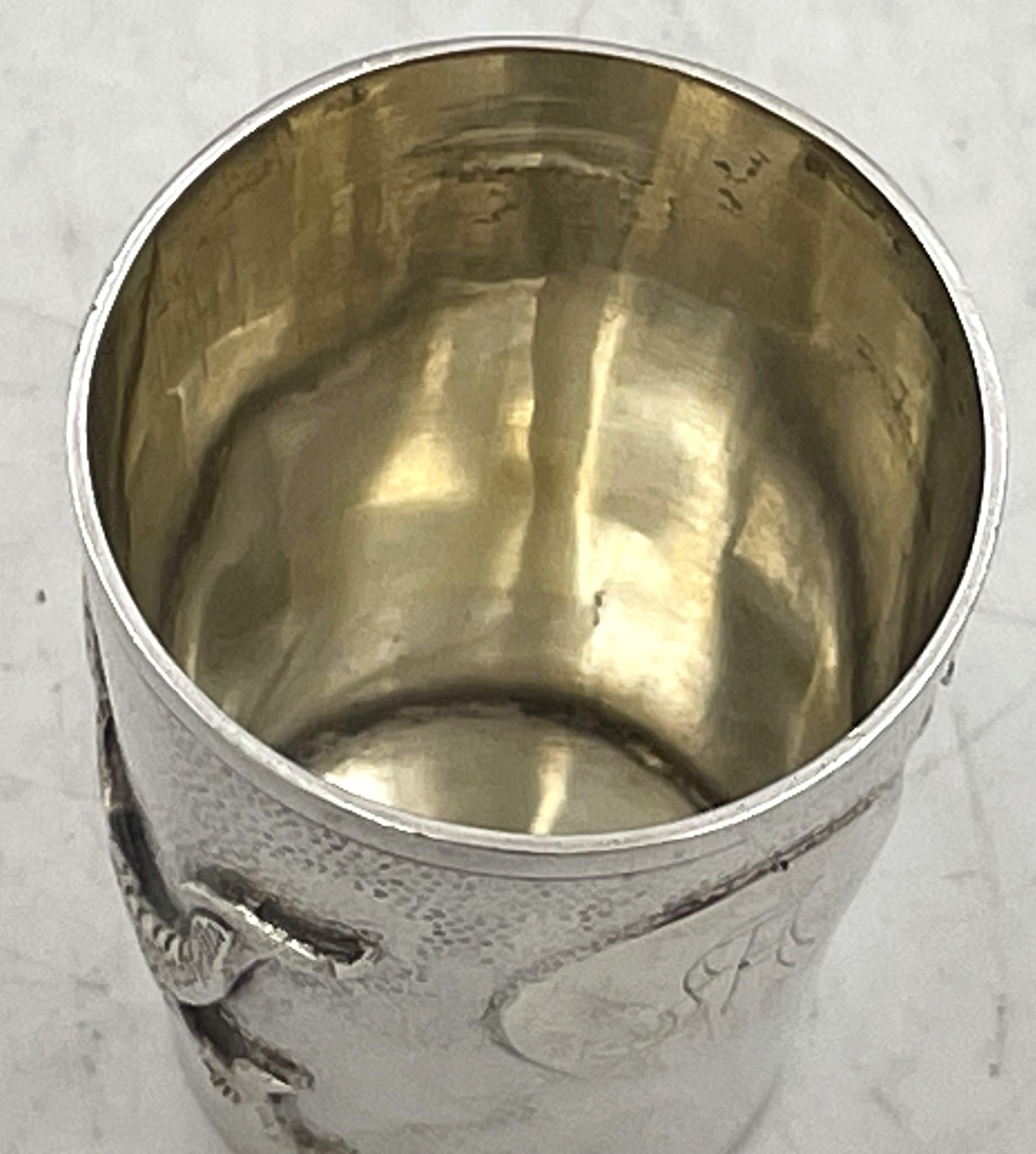 Set of 6 China Jewelry Company Sterling Silver Cups with Dragon Motifs For Sale 1